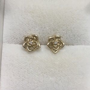 14K Diamond Rosebud Earrings